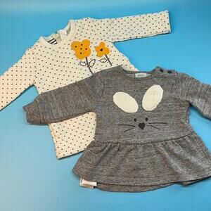 Boboli Girls Crew Neck Long Sleeve Top Bundle of 2 Size 6M